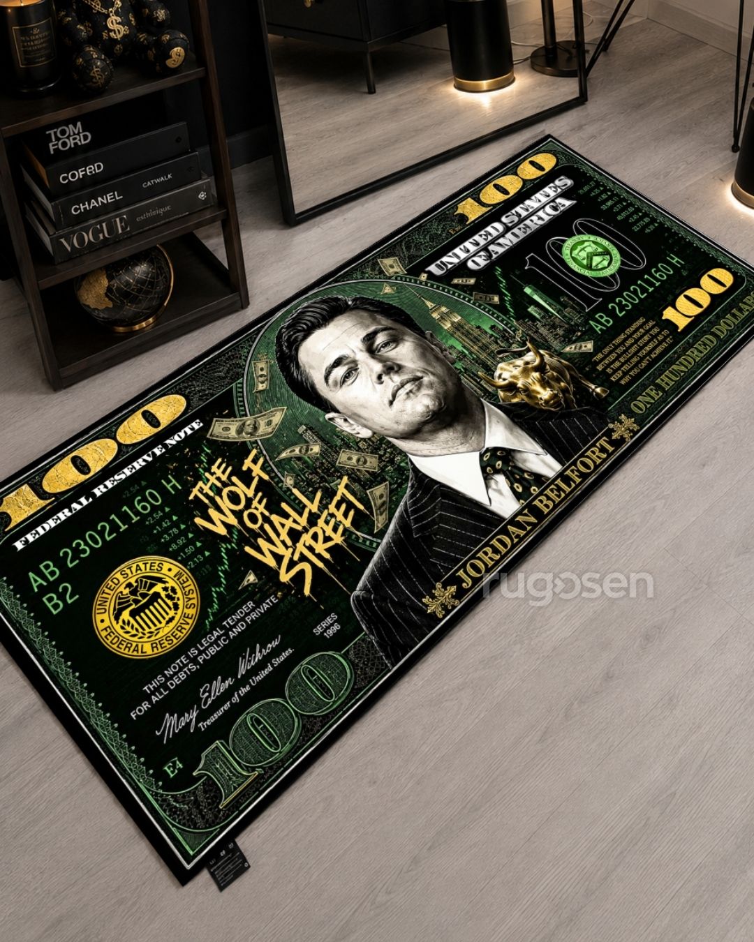 Jordan Belfort Dollar X Özel Tasarım Kaymaz Taban Halı