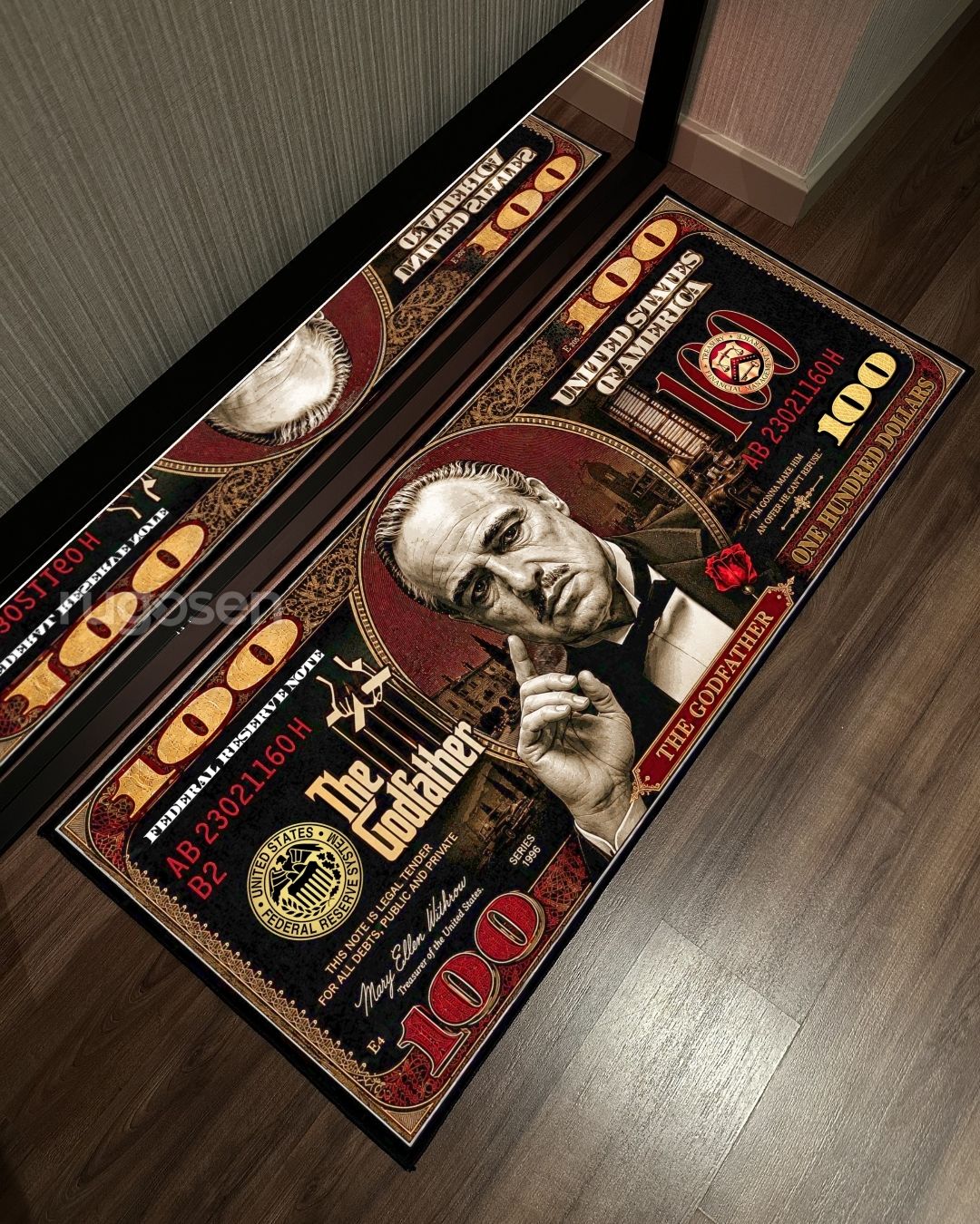 The Godfather Red Dollar X Özel Tasarım Kaymaz Taban Halı