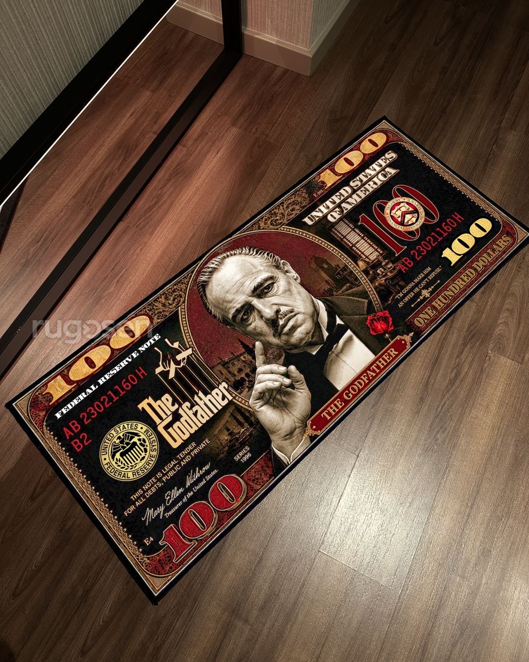 The Godfather Red Dollar X Özel Tasarım Kaymaz Taban Halı