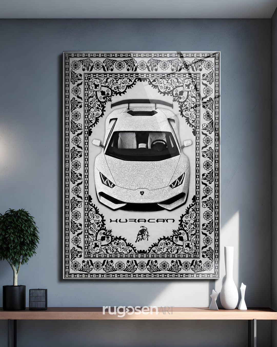 Lamborghini Temalı Temperli Cam Tablo