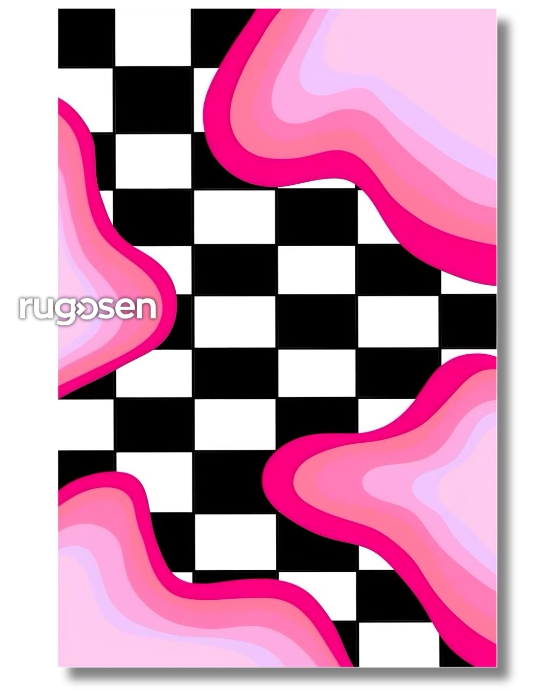 Pink Dama - Kaymaz Taban - Damalı Desen Modern Halı