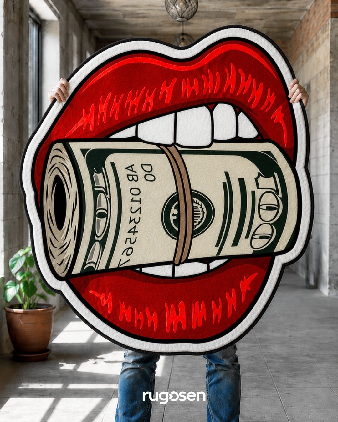 Cash Lips – Parlak Kadife Yüzey & Kaymaz Taban Halı