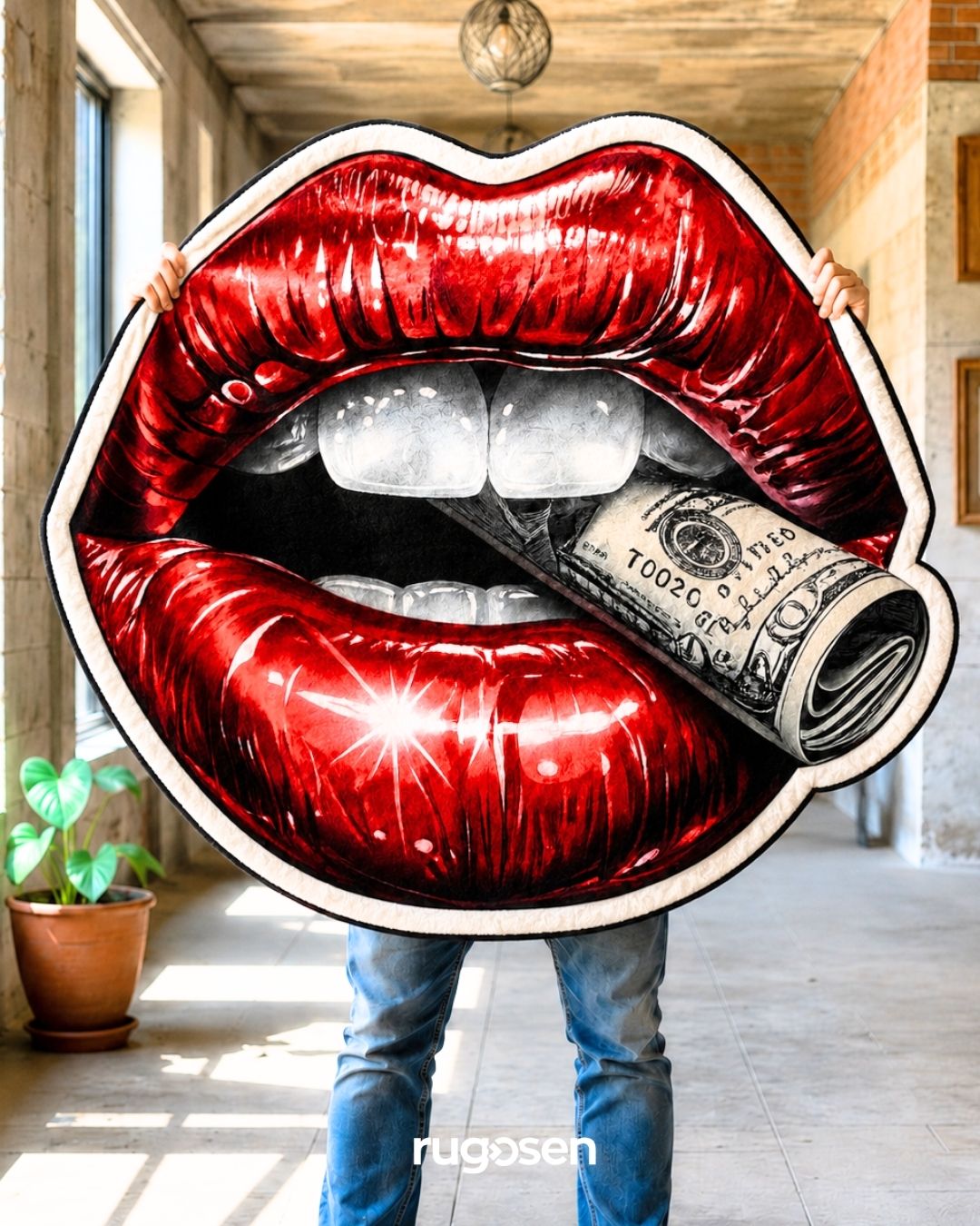 Million Dollar Kiss – Parlak Kadife Yüzey & Kaymaz Taban Halı