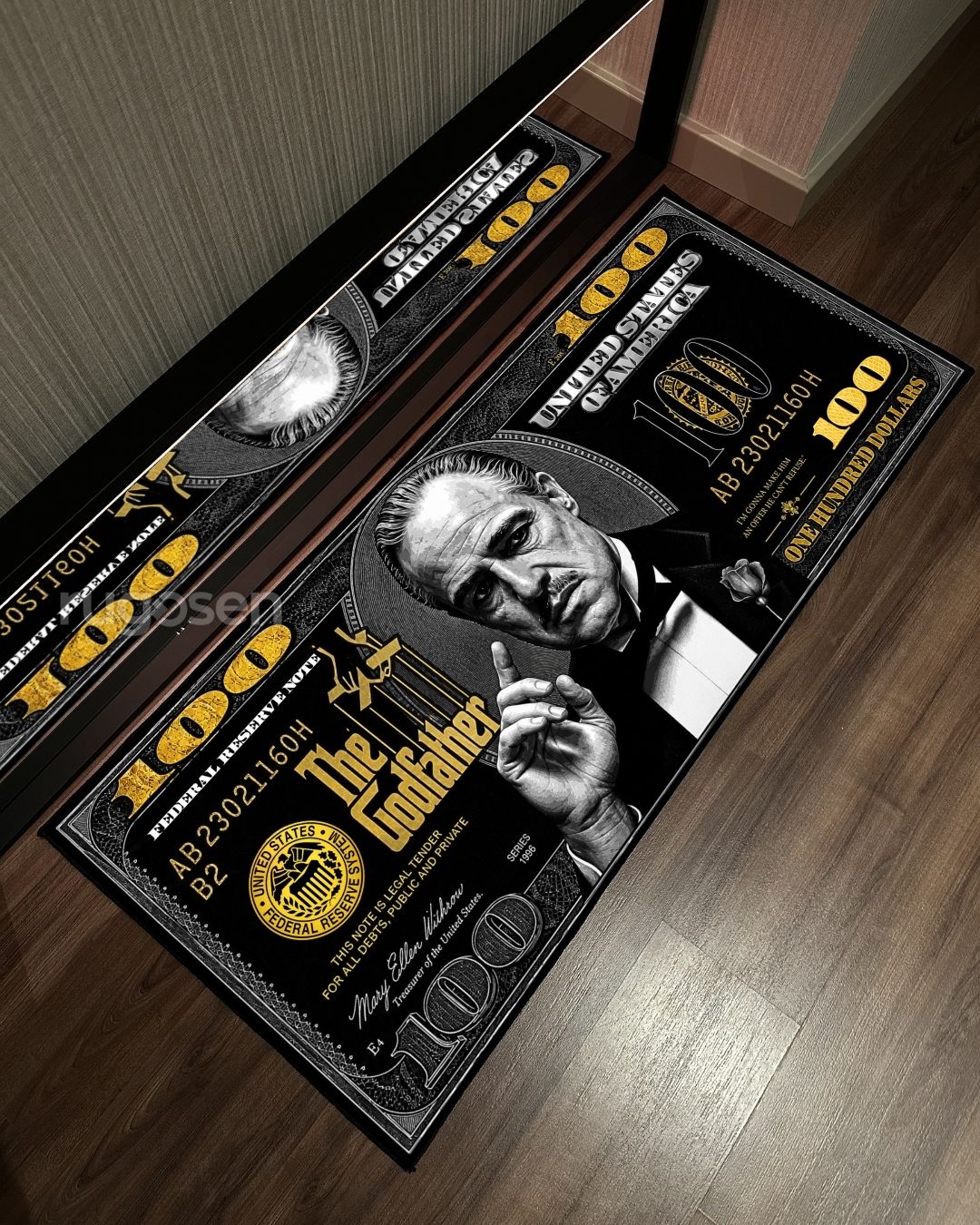 The Godfather Gold Dollar X Özel Tasarım Kaymaz Taban Halı
