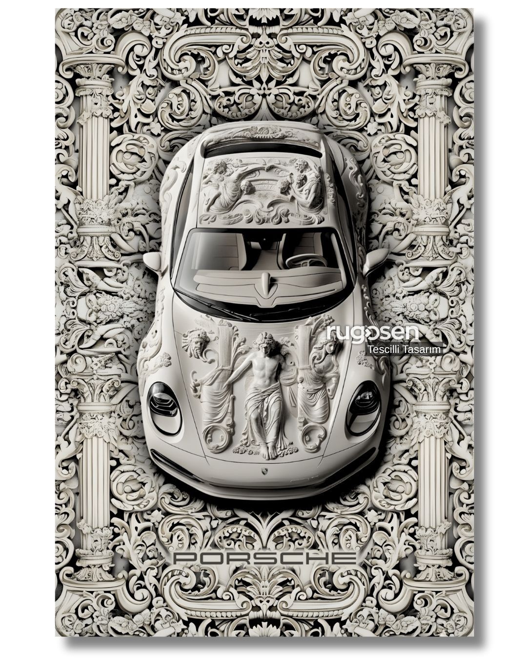 Porsche Concept X Antique - Heykel Motifli Halı