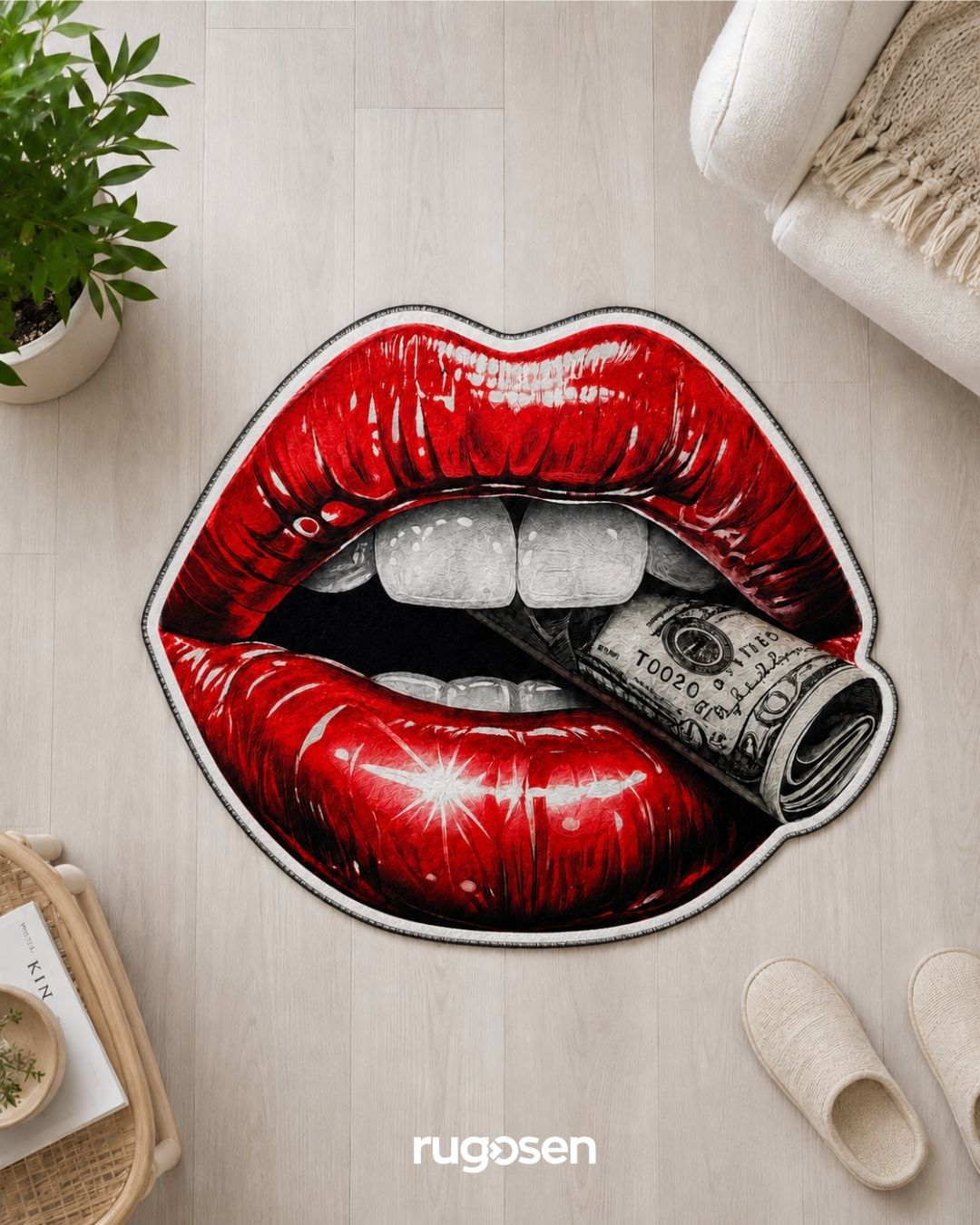 Million Dollar Kiss – Parlak Kadife Yüzey & Kaymaz Taban Halı