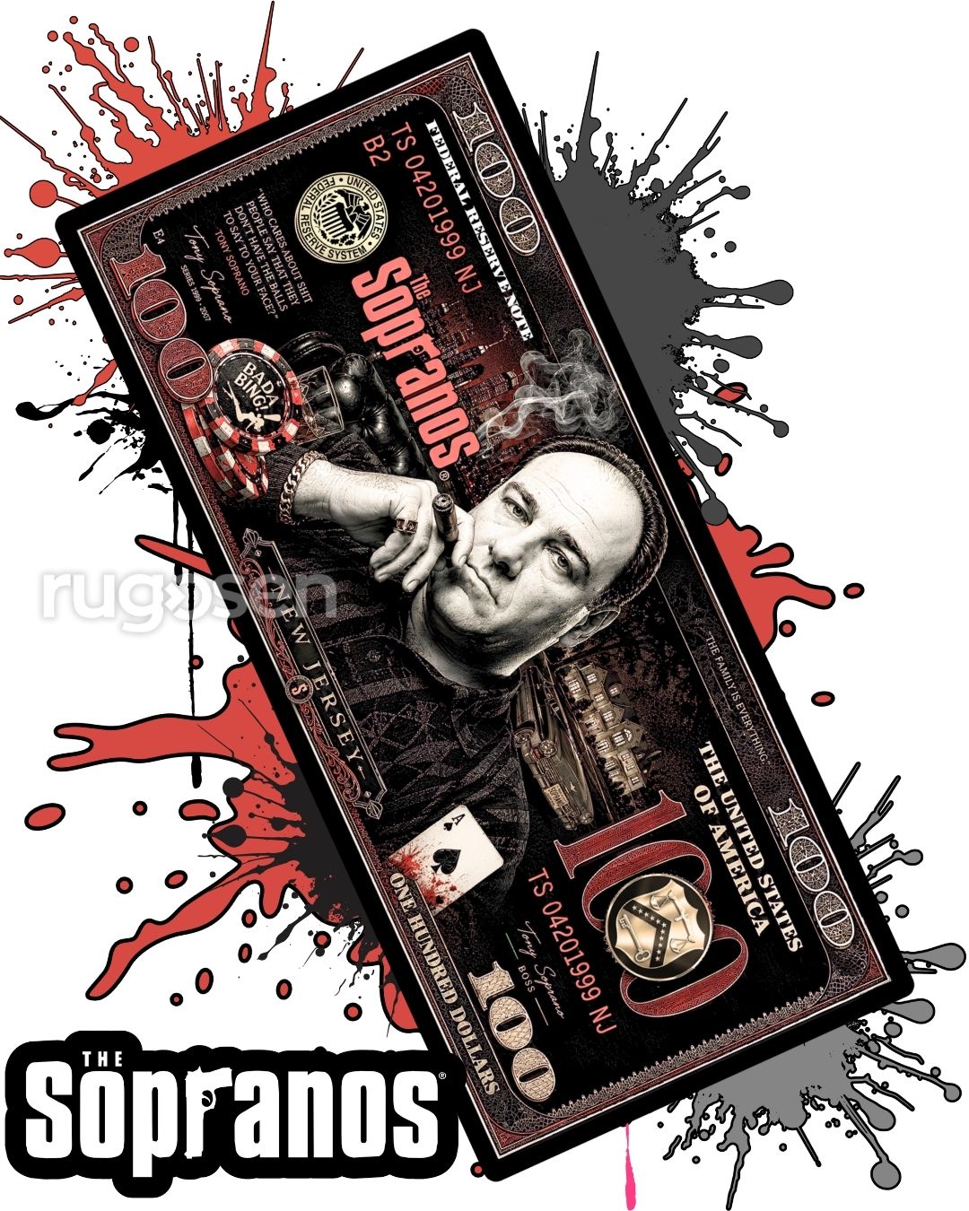 The Sopranos Red Dollar X Özel Tasarım Kaymaz Taban Halı