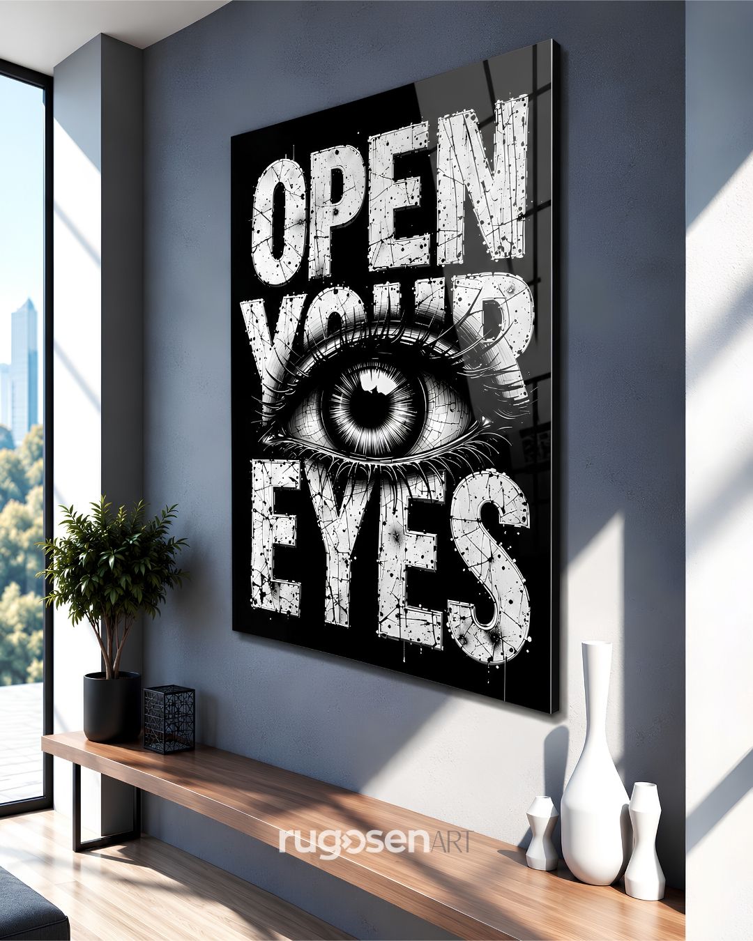 Open Your Eyes Göz Temalı Temperli Cam Tablo
