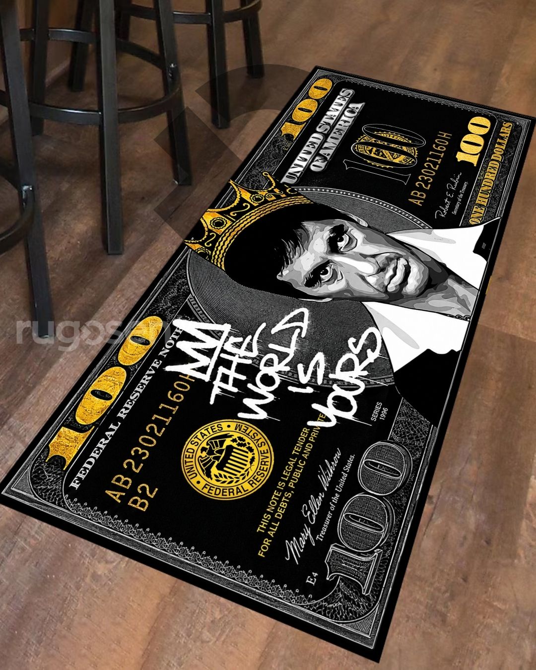 Tony Montana Dollar X Özel Tasarım Kaymaz Taban Halı