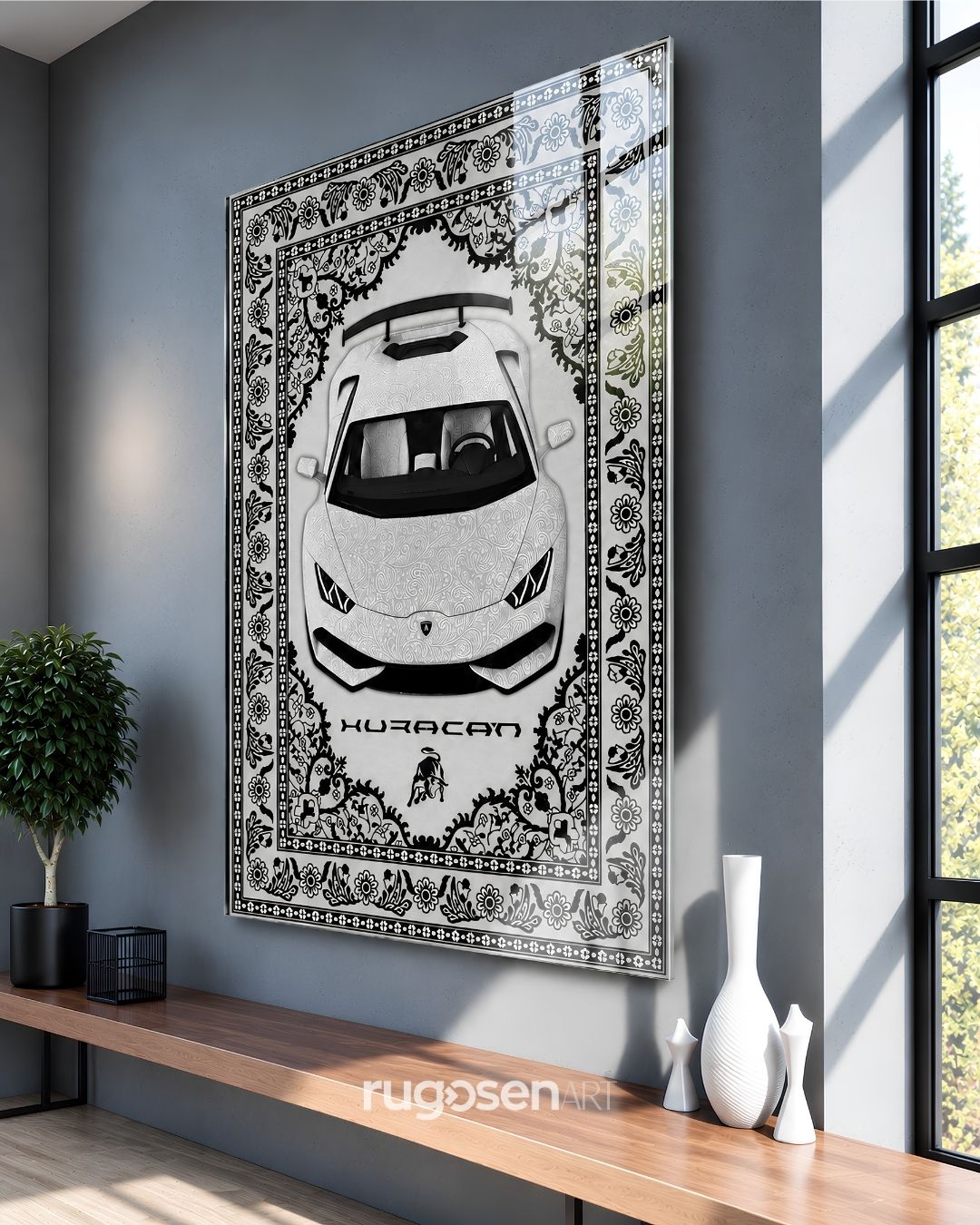 Lamborghini Temalı Temperli Cam Tablo
