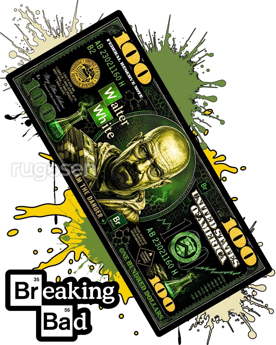 Walter White Dollar X Özel Tasarım Kaymaz Taban Halı