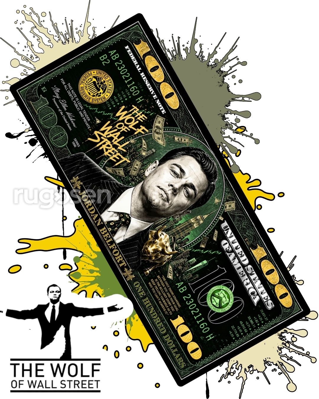 Jordan Belfort Dollar X Özel Tasarım Kaymaz Taban Halı