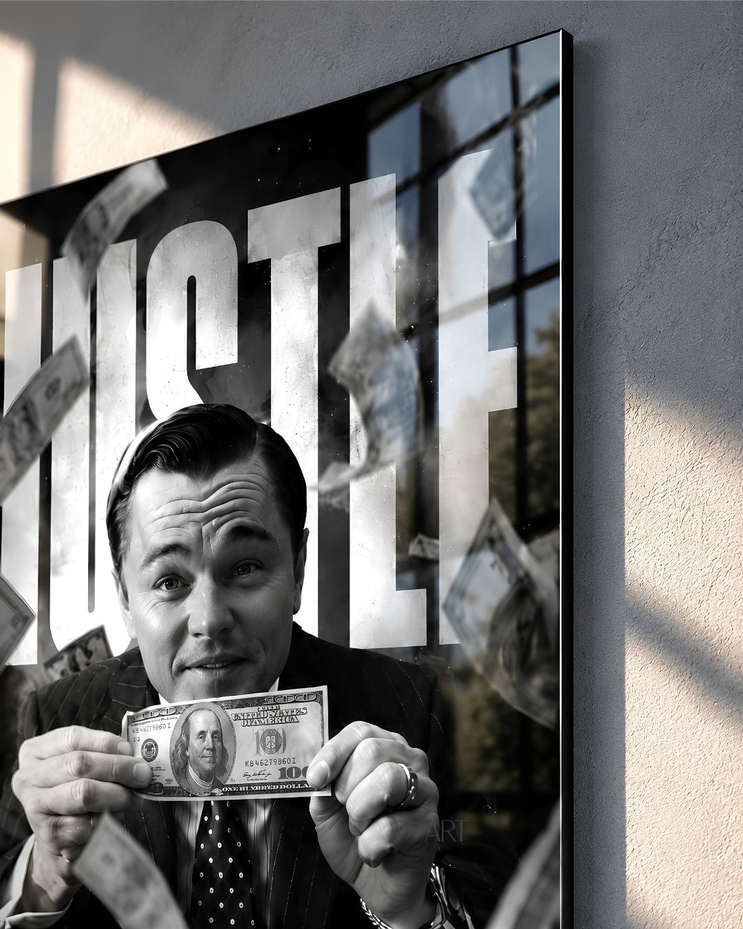 Hustle Jordan Belfort Temalı Temperli Cam Tablo