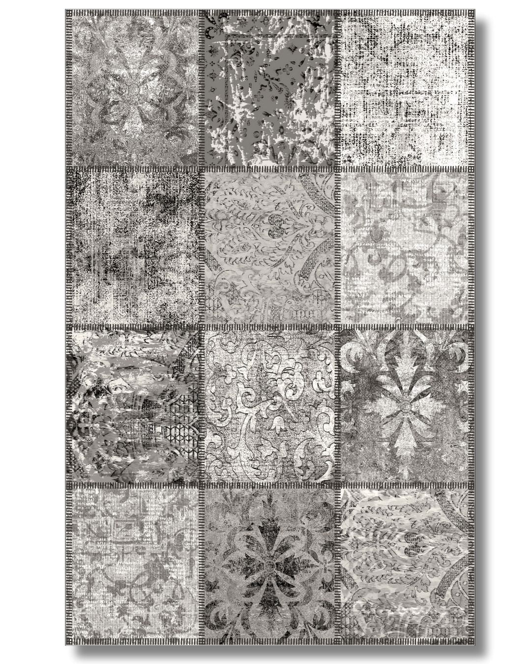 Quartz - Geometrik Desenli Modern Alan Halısı - Pamuk Dokuma Taban