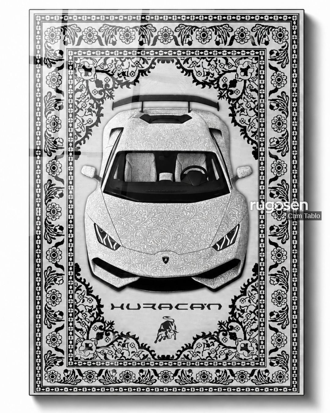 Lamborghini Temalı Temperli Cam Tablo