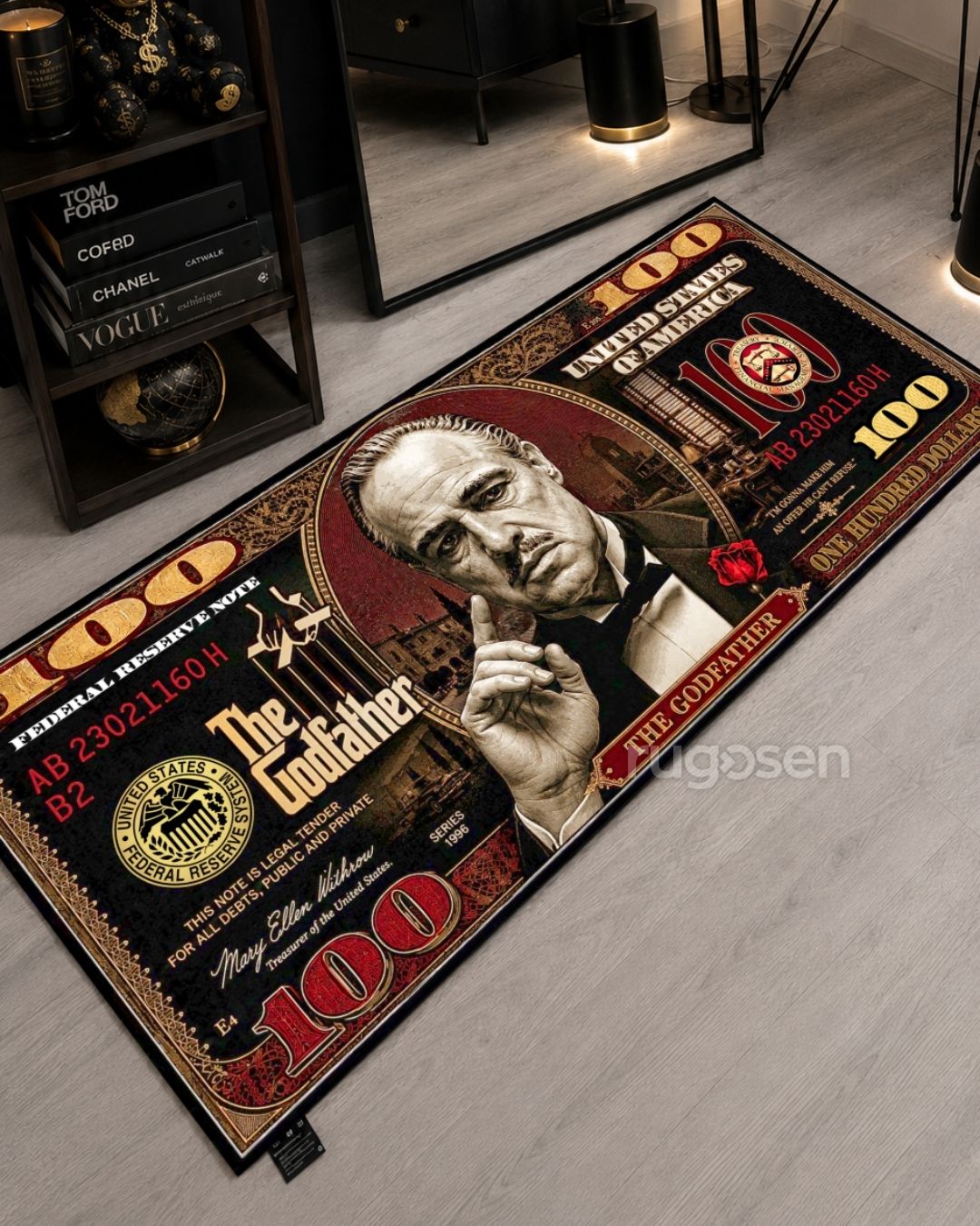The Godfather Red Dollar X Özel Tasarım Kaymaz Taban Halı