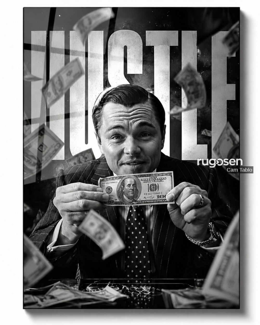 Hustle Jordan Belfort Temalı Temperli Cam Tablo