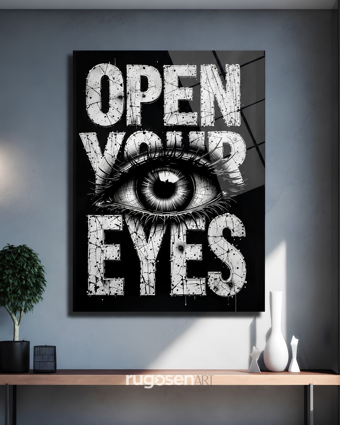 Open Your Eyes Göz Temalı Temperli Cam Tablo