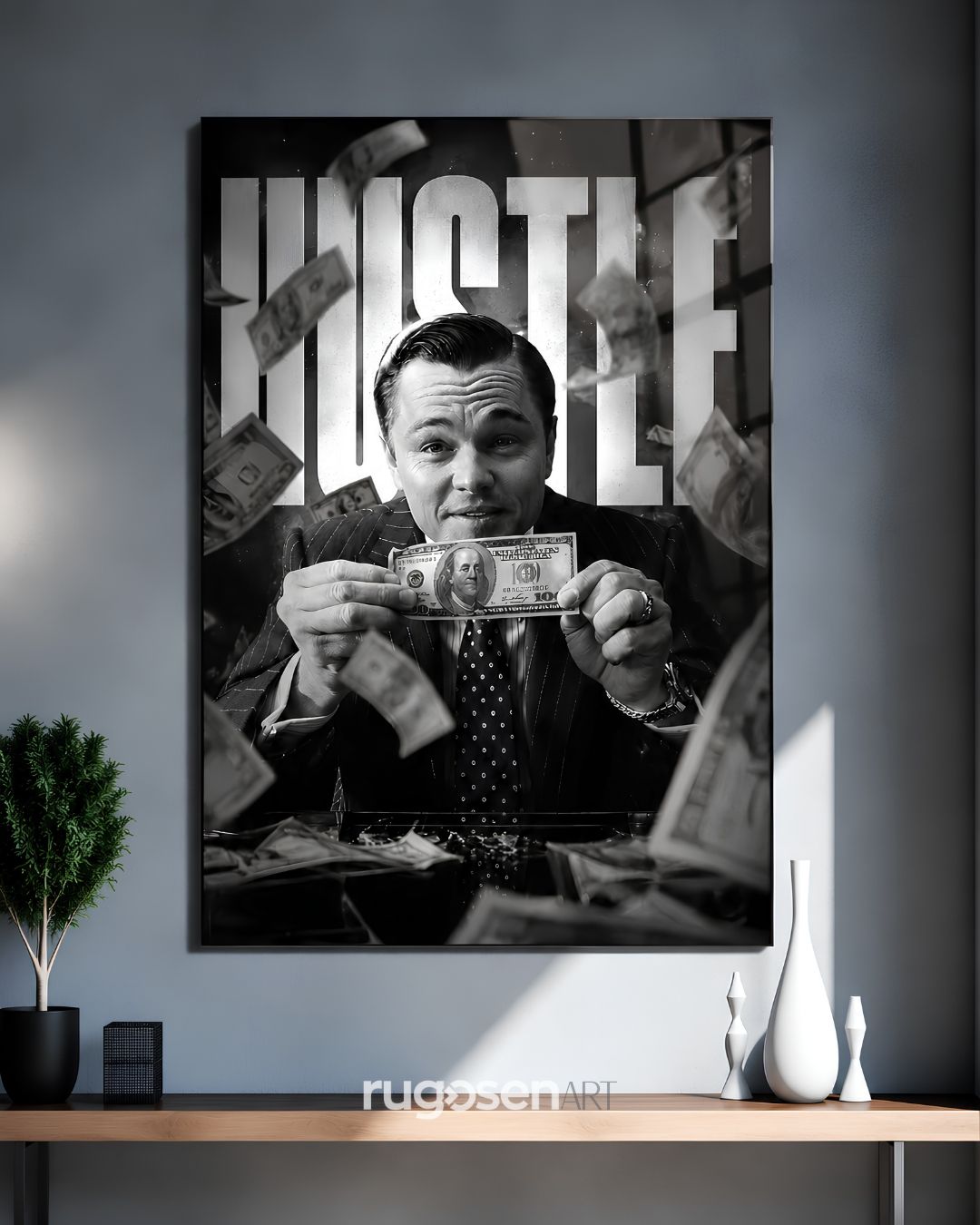 Hustle Jordan Belfort Temalı Temperli Cam Tablo