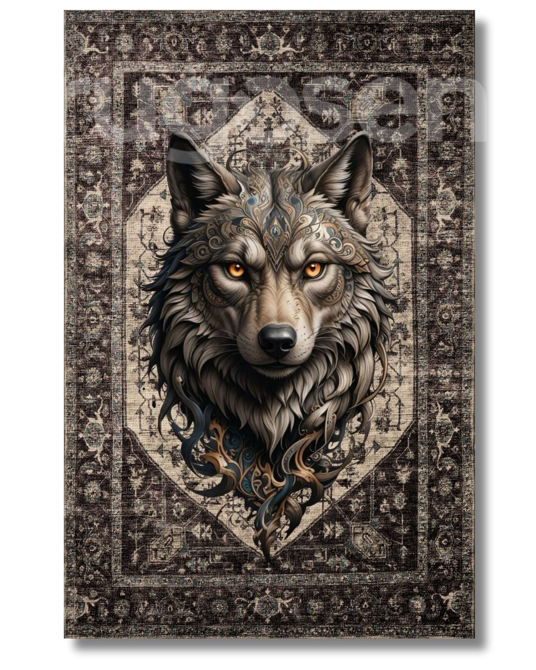 3D Temalı Bozkurt X Vintage Halı