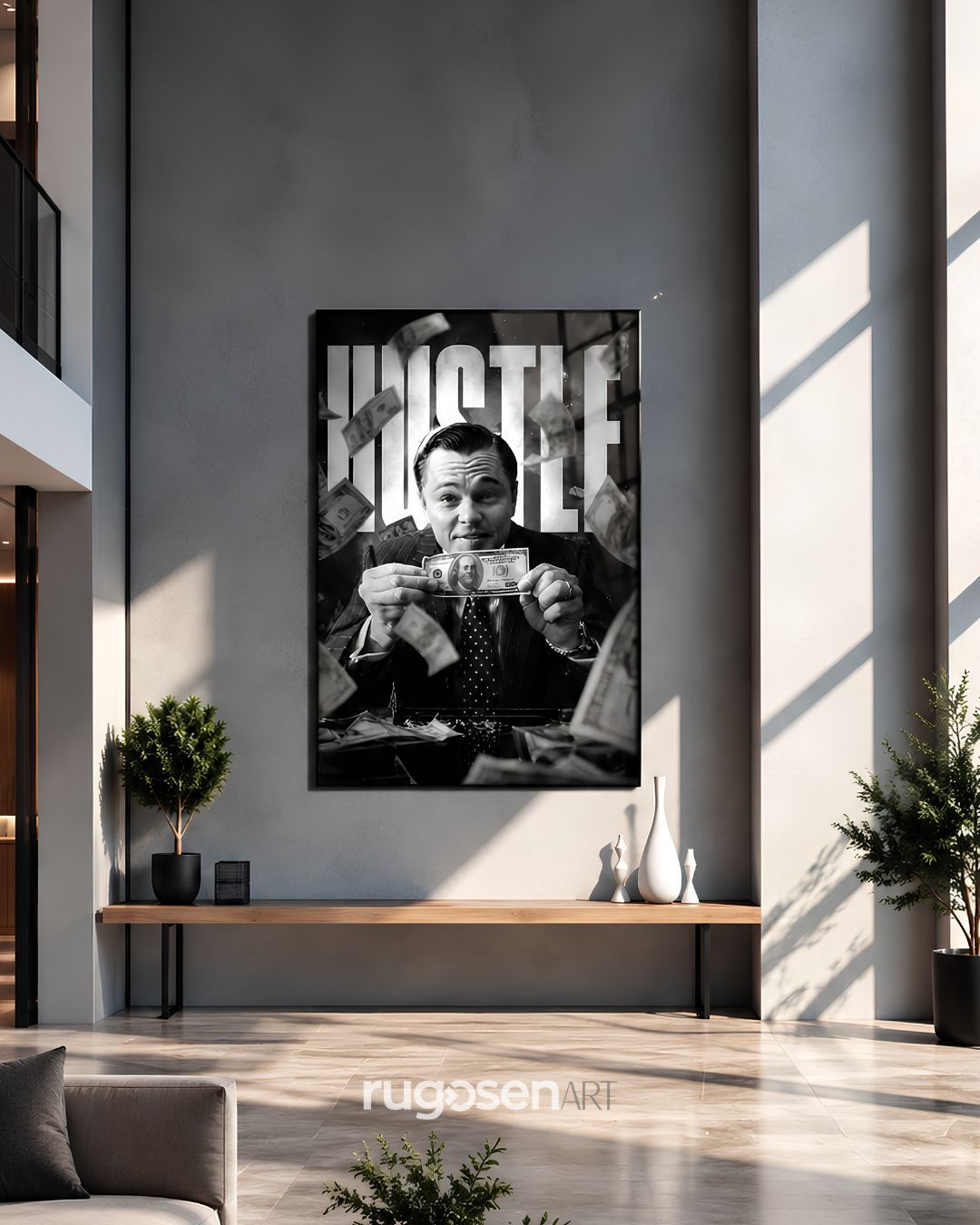 Hustle Jordan Belfort Temalı Temperli Cam Tablo