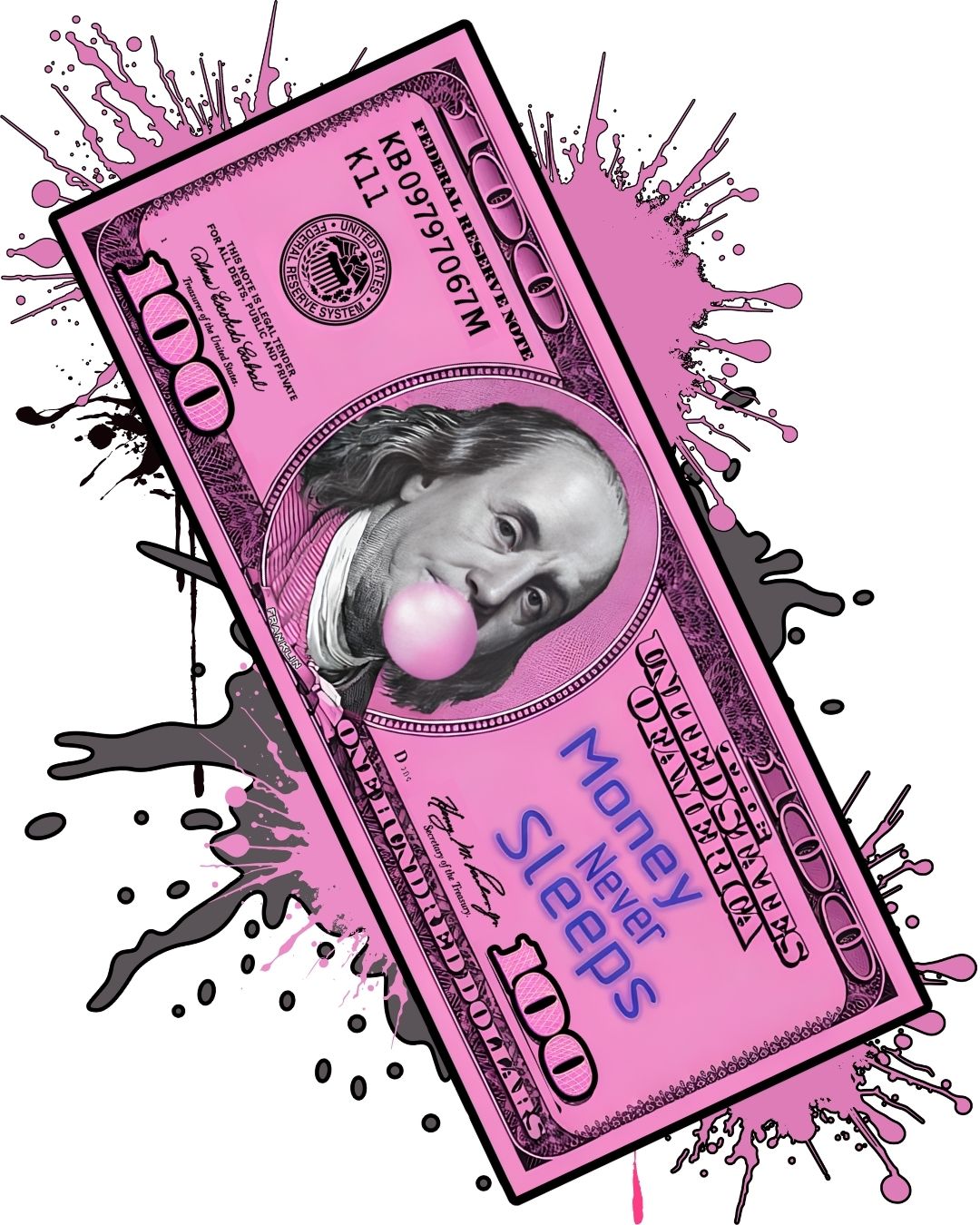 Pink Dollar X Özel Tasarım Kaymaz Taban Halı