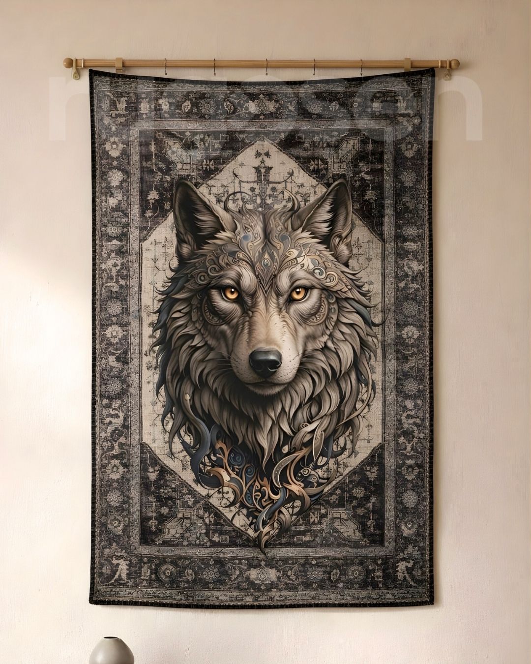 3D Temalı Bozkurt X Vintage Halı