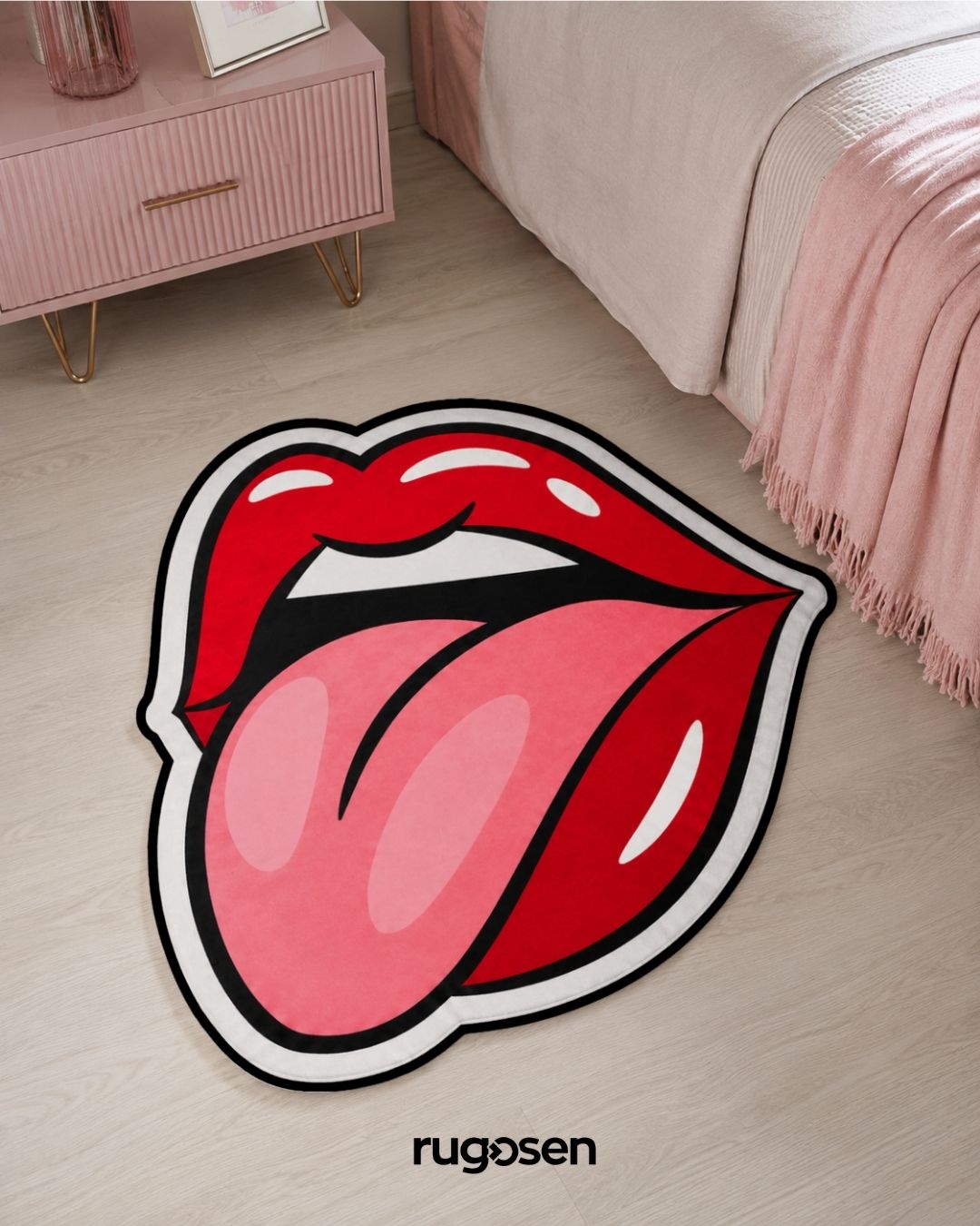 Pop Art Lips – Parlak Kadife Yüzey & Kaymaz Taban