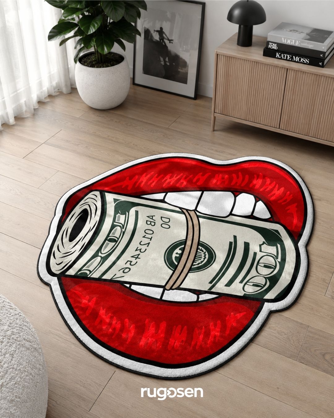 Cash Lips – Parlak Kadife Yüzey & Kaymaz Taban Halı