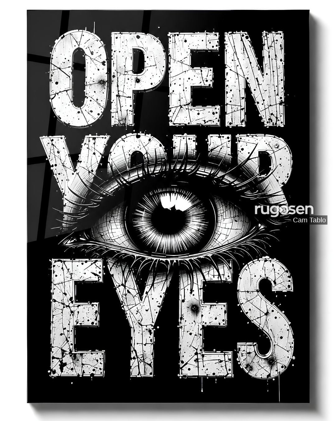 Open Your Eyes Göz Temalı Temperli Cam Tablo