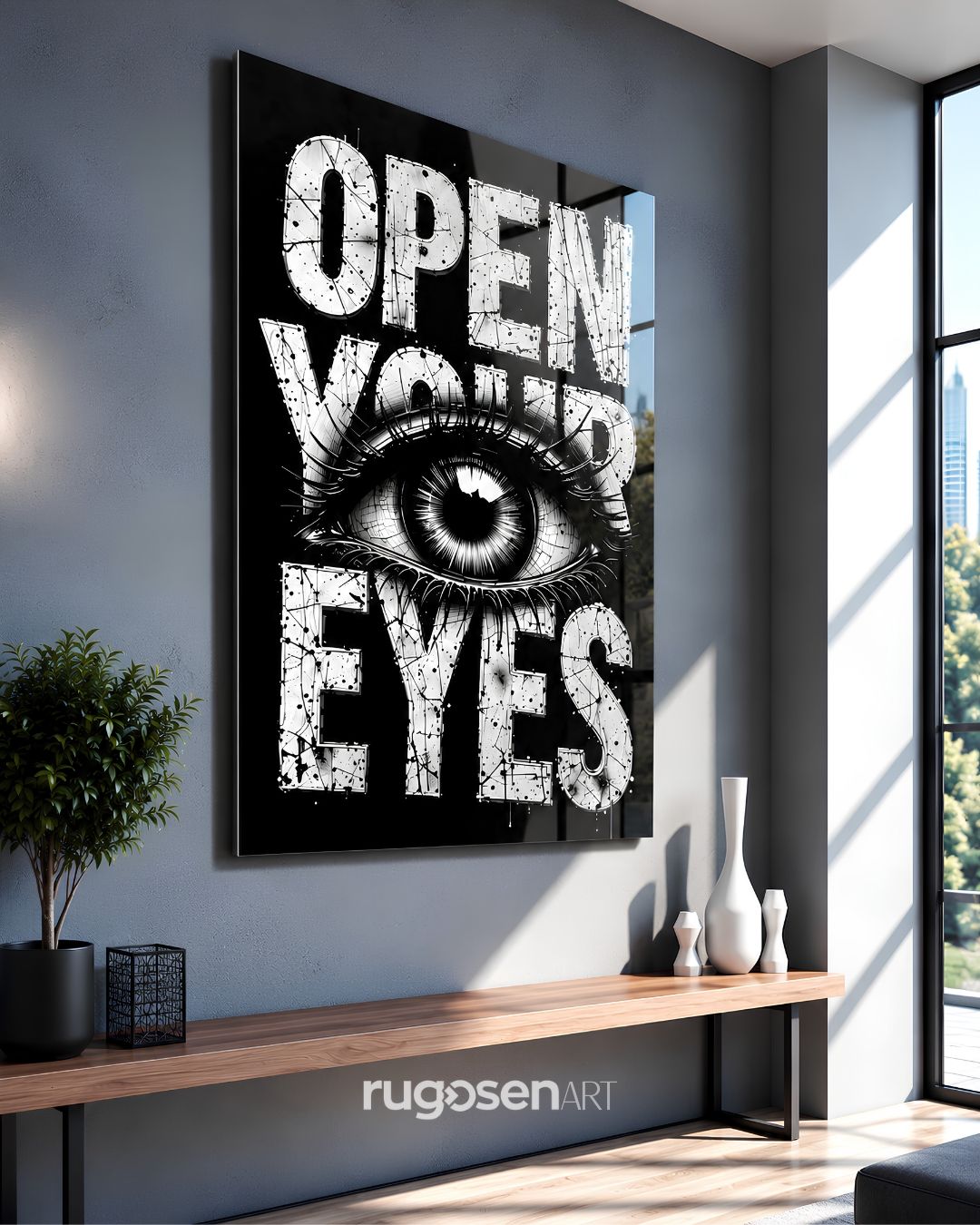 Open Your Eyes Göz Temalı Temperli Cam Tablo