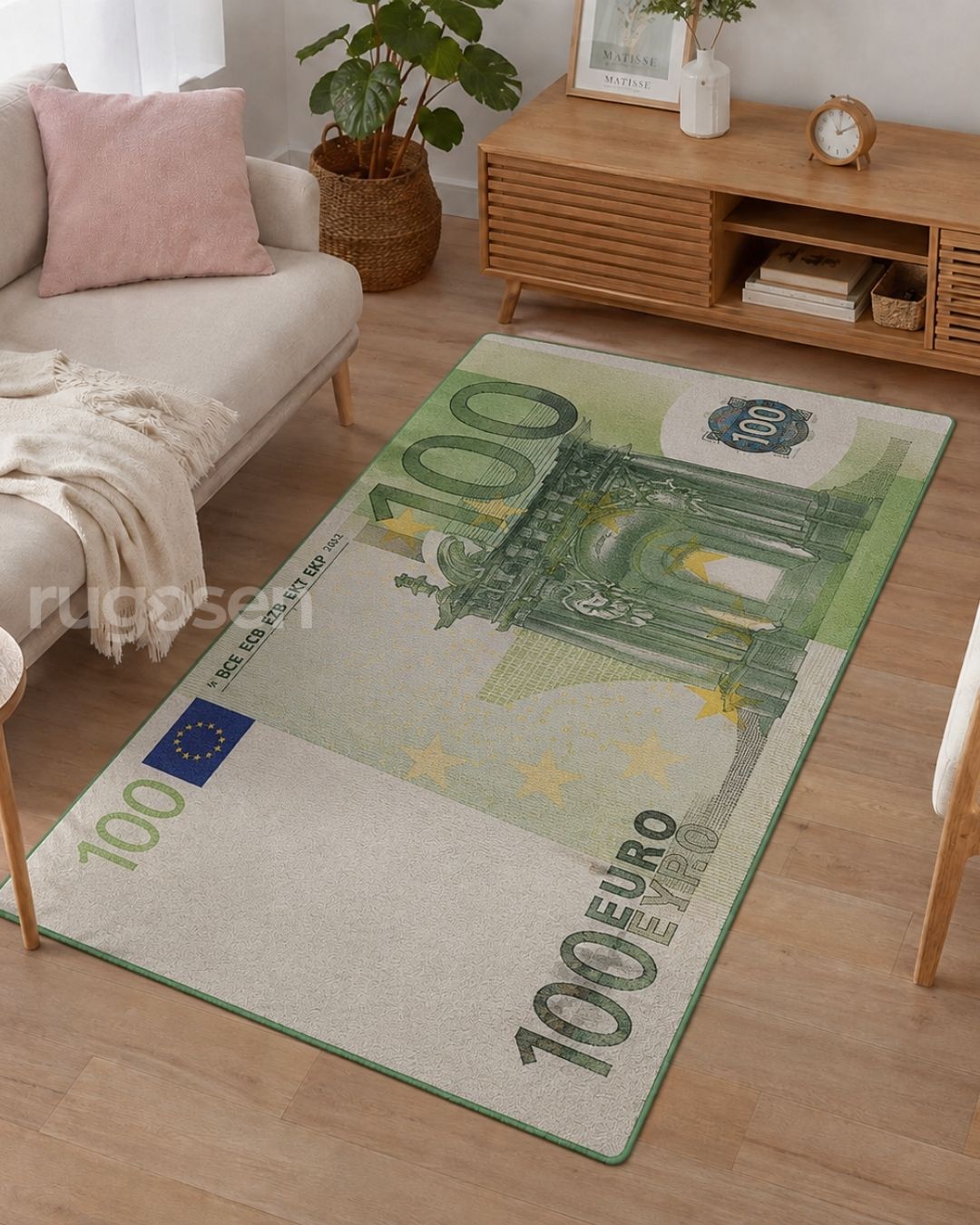 100 Euro X Özel Tasarım Kaymaz Taban Halı