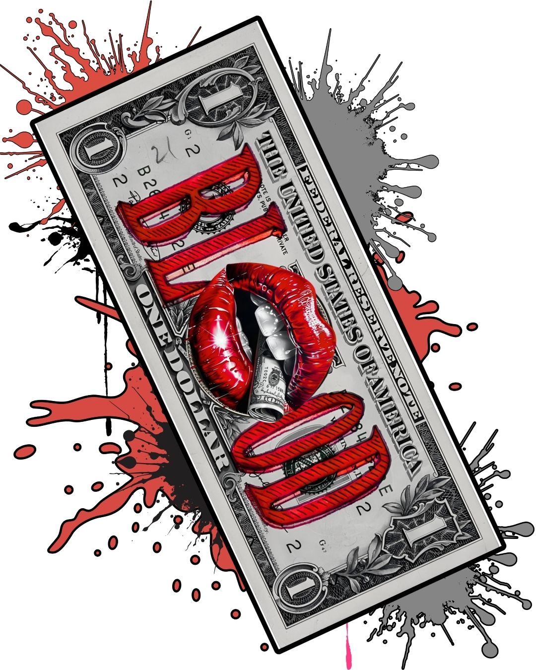 Blood Dollar X Özel Tasarım Kaymaz Taban Halı