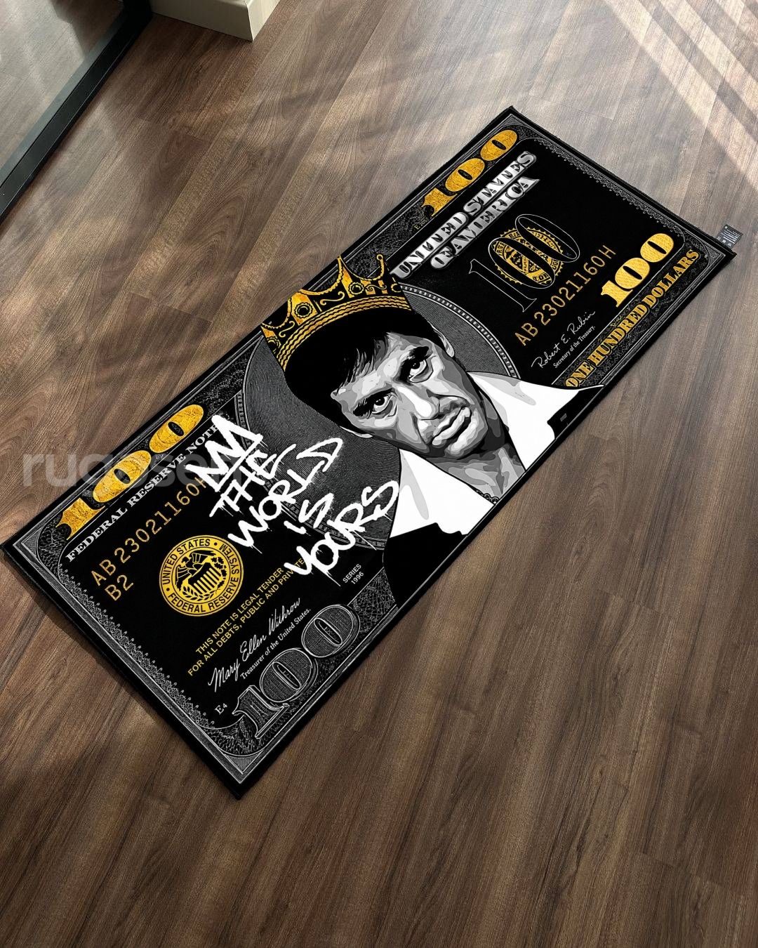 Tony Montana Dollar X Özel Tasarım Kaymaz Taban Halı
