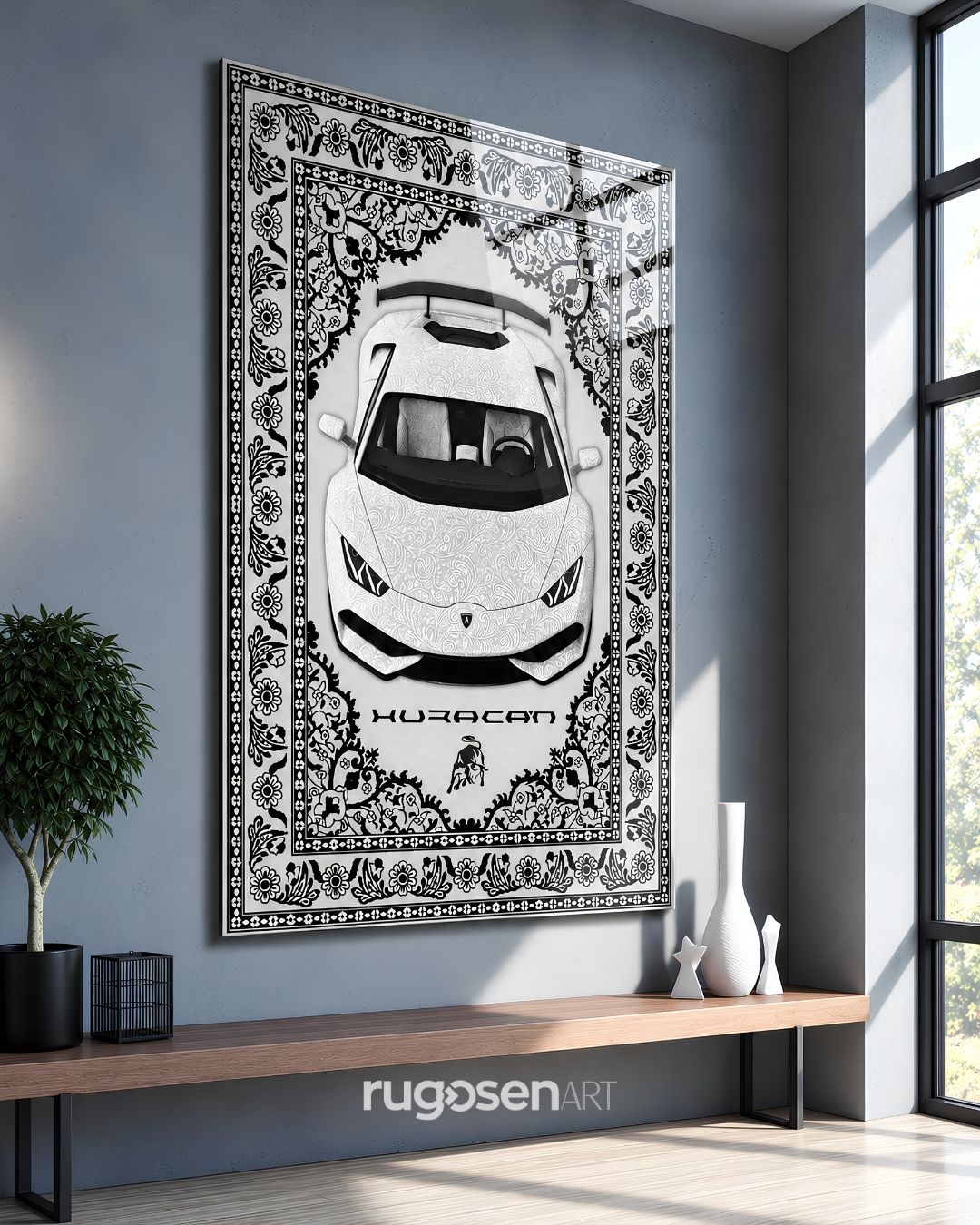 Lamborghini Temalı Temperli Cam Tablo