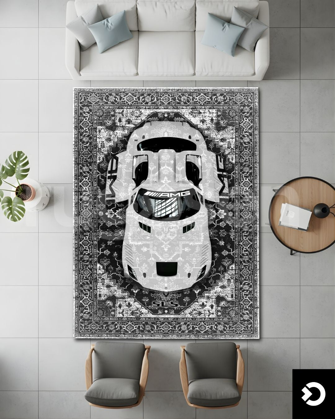 SLS AMG - Black Vintage Design Rug