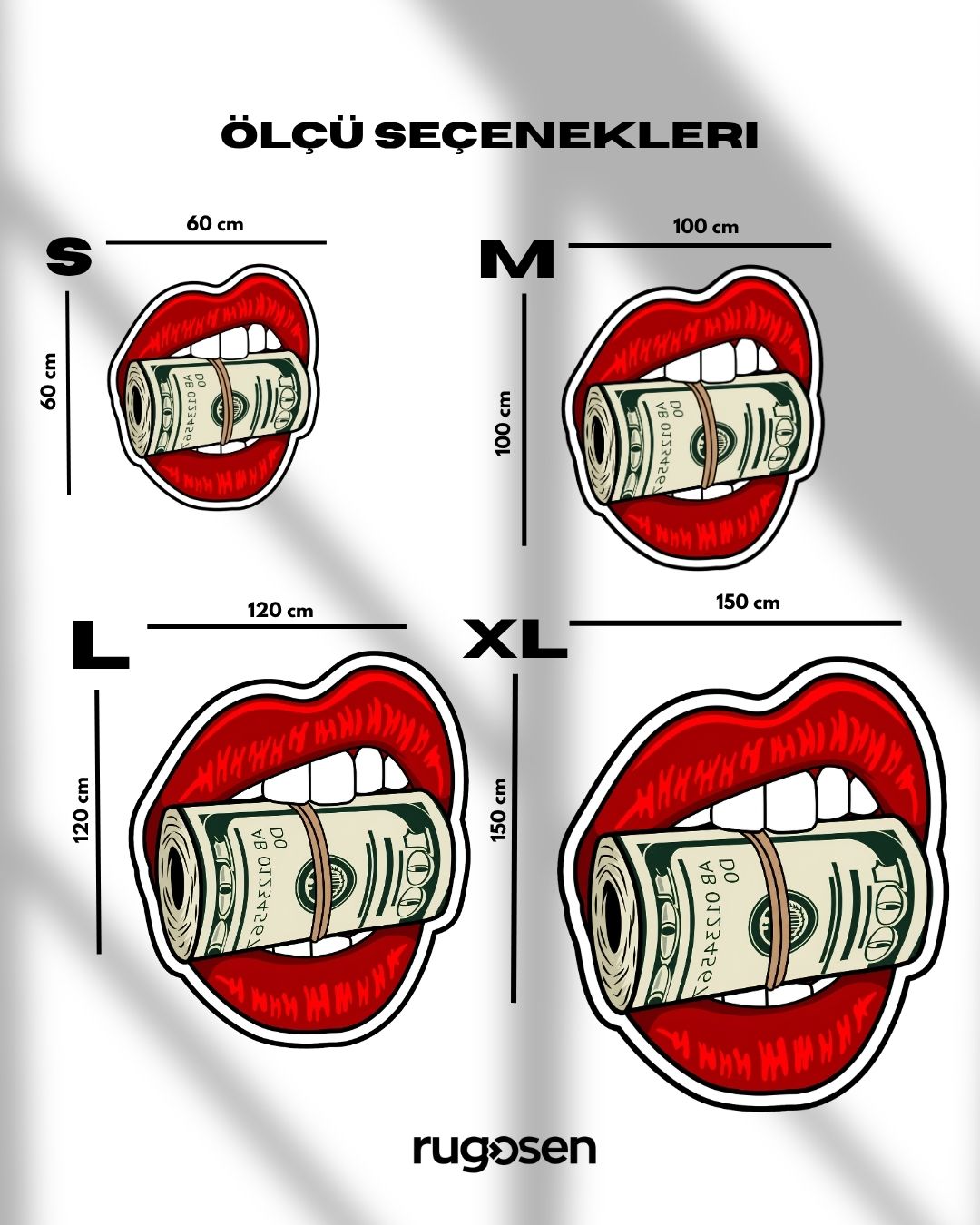 Cash Lips – Parlak Kadife Yüzey & Kaymaz Taban Halı