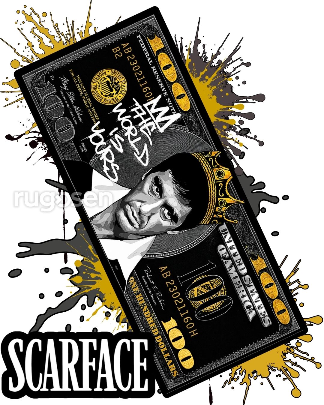 Tony Montana Dollar X Özel Tasarım Kaymaz Taban Halı