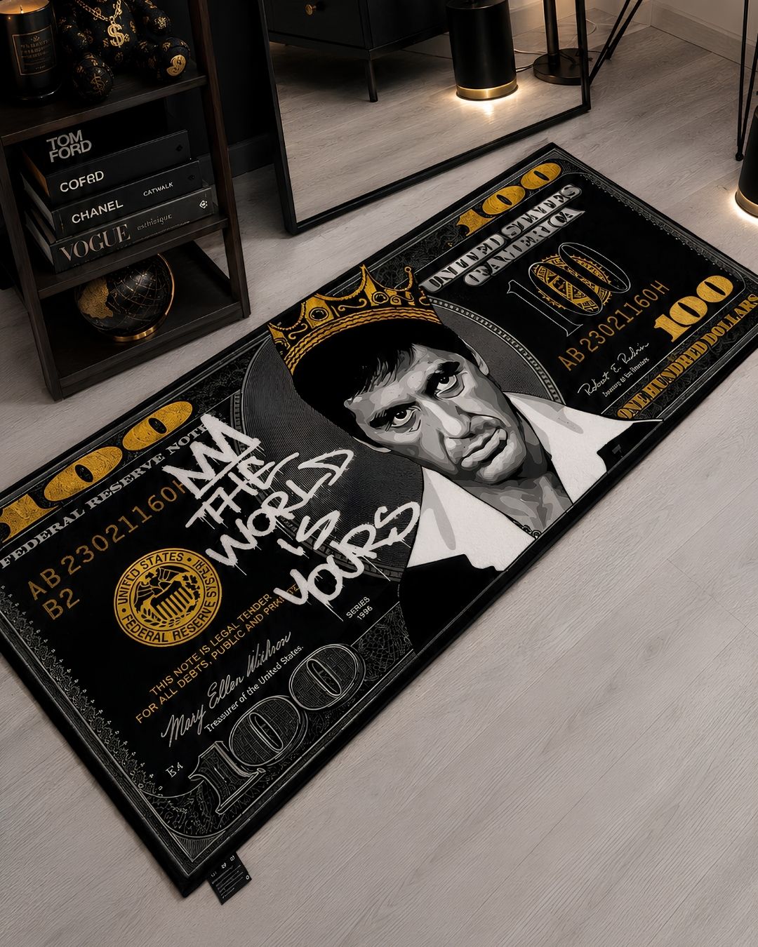 Tony Montana Dollar X Özel Tasarım Kaymaz Taban Halı