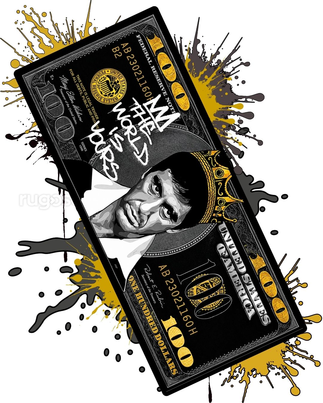 Tony Montana Dollar X Özel Tasarım Kaymaz Taban Halı