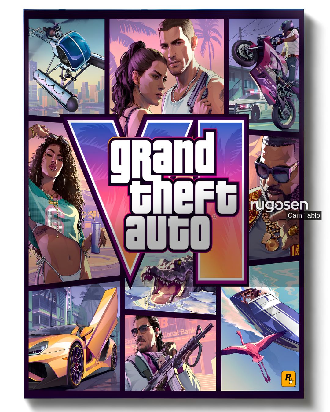 GTA VI Oyun Temalı Temperli Cam Tablo